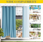 NICETOWN 2 PCs Outdoor Curtains Waterproof Fixed Bottom W52xL95 Teal Blue | - Image 8