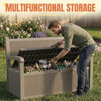 Storage Bench Outdoor Deck Box, 100 Gallon Lockable Patio Furniture, - Image 7