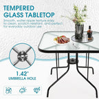 Patio Dining Table for 4 with Umbrella Hole | Outdoor 5 Piece Dining Set 36" x - Image 5