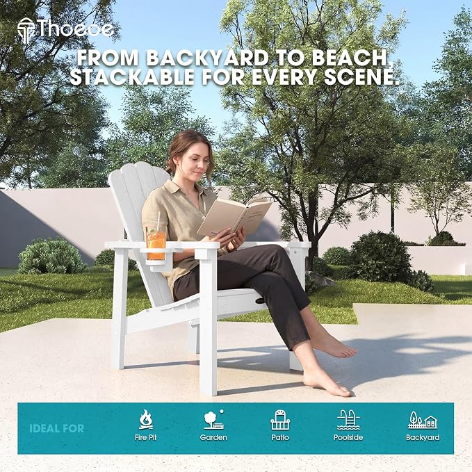 THOEOE Stackable Adirondack Chair Set of 4, Fire Pit Chairs Set of 4 | - Image 7