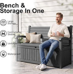 100 Gallon Outdoor Storage Bench, Waterproof Resin Deck Box - Image 3