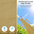 10' x 10' x 10' Triangle Sun Shade Sail, 185 GSM HDPE, Sand | 95% UV block - Image 3