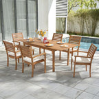 Stackable Patio Dining Chairs Set of 6, Acacia Wood, Stackable Design - Image 6