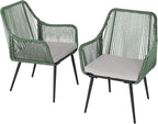 Patio Dining Chairs Outdoor Dining Chairs Set of 4, Woven Twisted Wicker Rattan - Image 9