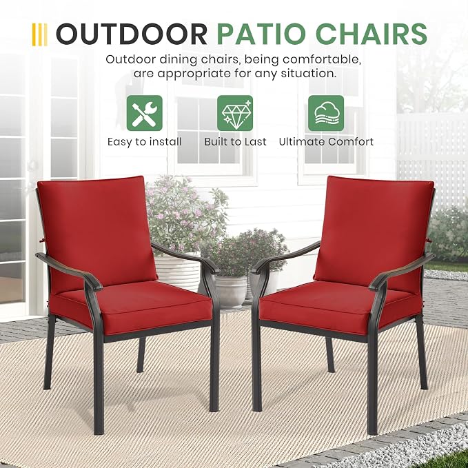 LVUYOYO Outdoor Patio Dining Chairs Set of 2, Metal Stackable Chairs Set - Image 4