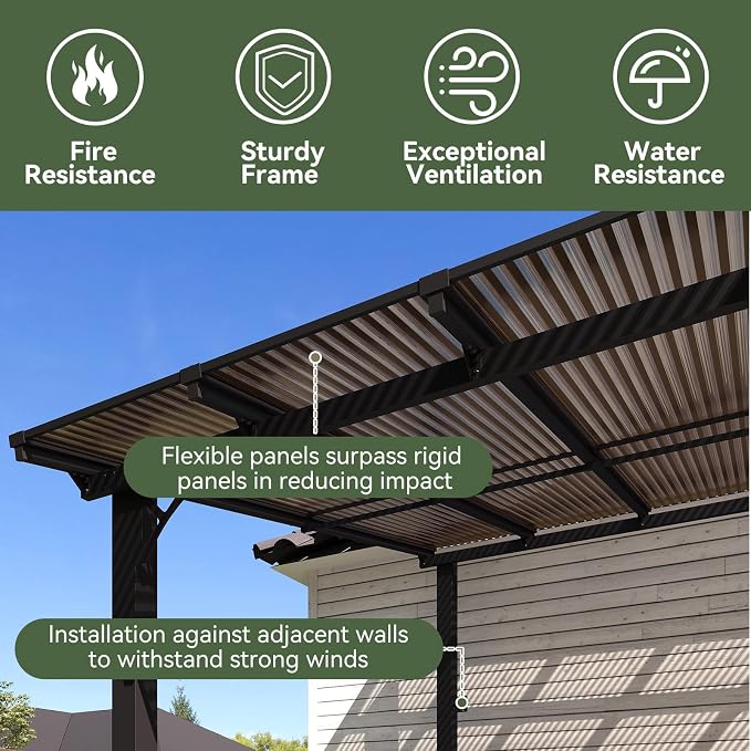 Aoxun 26’x10’ Gazebo with Aluminum Frame & Polycarbonate Panel, Outdoor Patio - Image 7