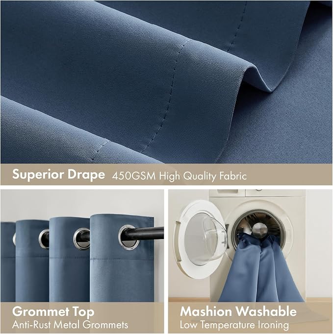 MIULEE Stone Blue 100% Blackout Curtains - Image 7