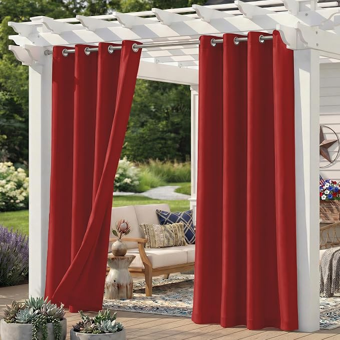 Set of 4 Outdoor Curtains for Patio Waterproof, Breathable Grommet Panels for by Sunshelf