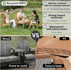 Compact Stackable Adirondack Chairs Set of 2, Teak | 26.3" Wide HDPE, - Image 4