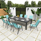 Stackable Patio Chairs Set of 8, Light Blue | Outdoor Dining Chairs - Image 3