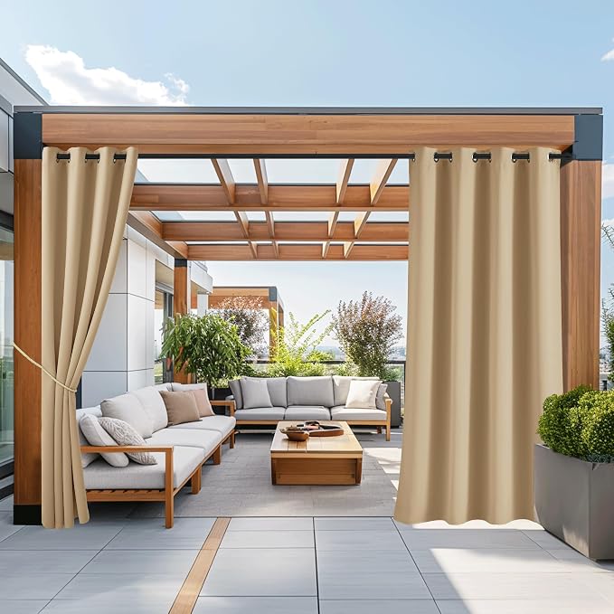 NICETOWN Outdoor Curtains for Patio Waterproof 84 inches Long 2 Panels Set - Image 7