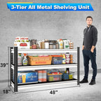 3-Tier Garage Shelving Heavy Duty, 1600lbs Load Capacity Utility Rack Shelves & - Image 3