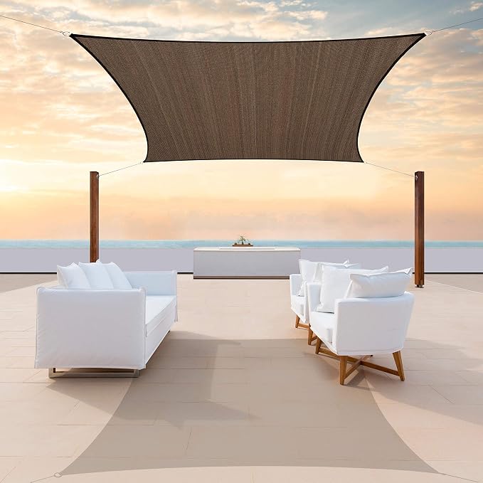 Colourtree TAPR0810 Custom Size 6' x 15' Brown Sun Shade Sail UPF50 Canopy UV by ColourTree