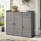 Tangkula Rattan Outdoor Storage Cabinet, Patiojoy Outdoor Cabinet - Image 8