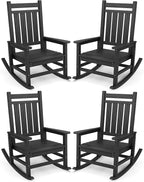 SERWALL Outdoor Rocking Chair Set of 4, HDPE Rocker by SERWALL