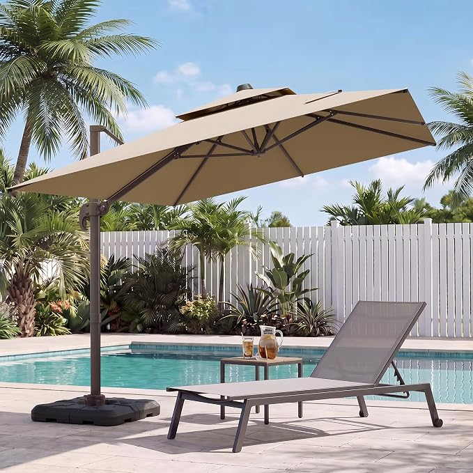 10x10 FT Patio Cantilever Umbrella by VEGOND