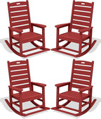 SERWALL Outdoor Rocking Chair Set of 4, Oversized HDPE Rocker, All Weather by SERWALL