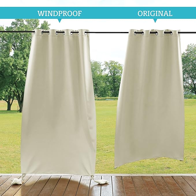 RYB HOME Outdoor Curtains for Patio Waterproof, Windproof - Image 2