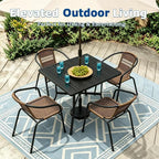 4 Stackable Wicker Patio Chairs, Weather-Resistant Outdoor Seating - Image 4