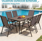 24.4" Wide Outdoor Stackable Chairs Set of 6 | Stacking Patio Chairs - Image 9