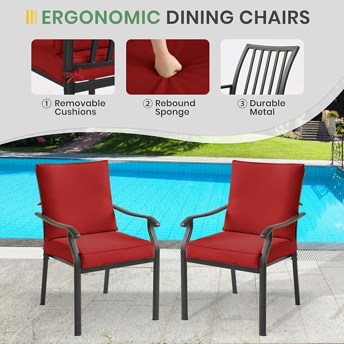 LVUYOYO Outdoor Patio Dining Chairs Set of 6, Metal Stackable Chairs Set - Image 6