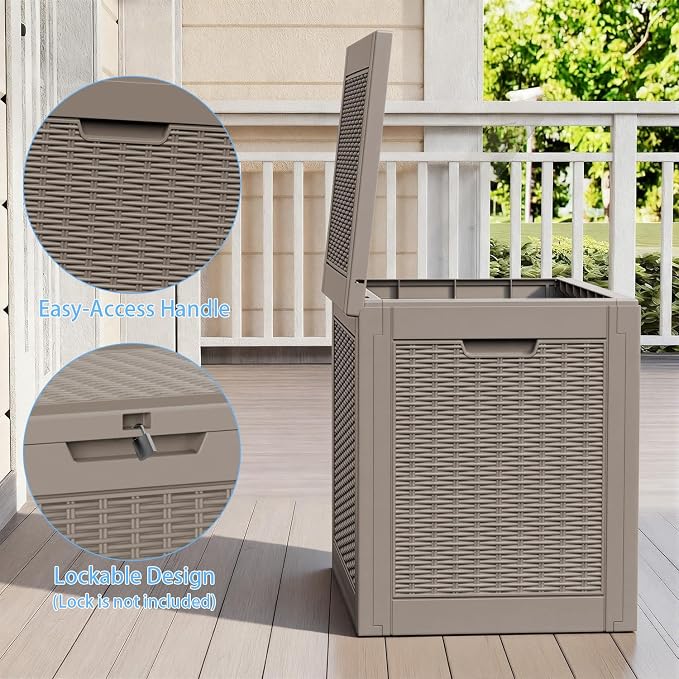 31 Gallon Deck Box, Lockable Waterproof Outdoor Storage Boxes - Image 4