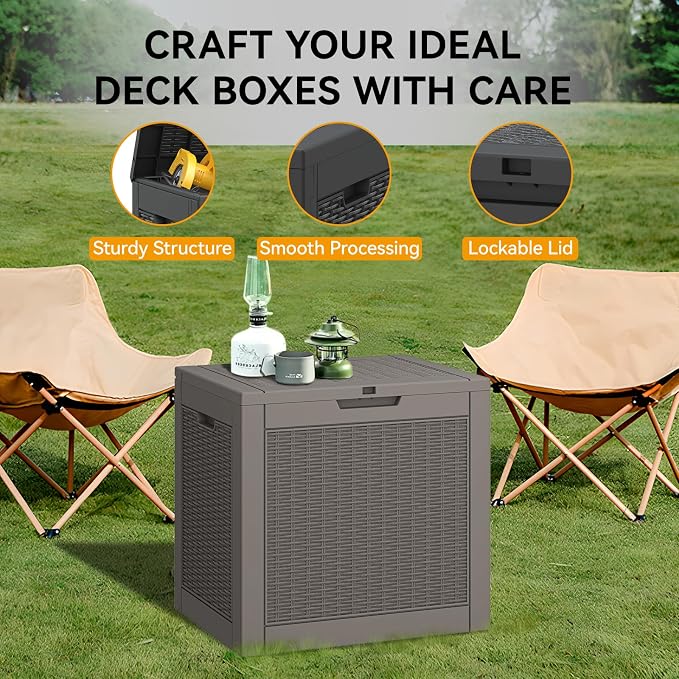 31 Gallon Outdoor Storage Box 2 Pack All-Weather Deck Box - Image 4