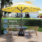9FT Patio Umbrella with Solar Lights, Outdoor Market Umbrella with Tilt and - Image 3