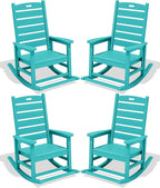 SERWALL Outdoor Rocking Chair Set of 4, HDPE Rocker by SERWALL