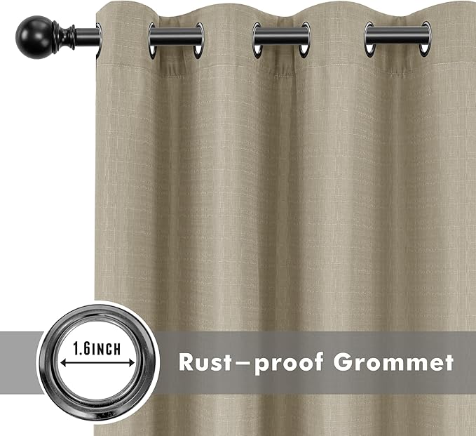 Linen Outdoor Curtains for Patio Waterproof 2 Pcs 54x95 In Taupe | Light - Image 4