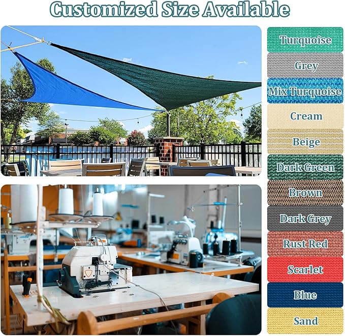 Shade&Beyond Custom Sun Shade Sail 10'x13'RectangleSun Sail Shades Patio UV - Image 2