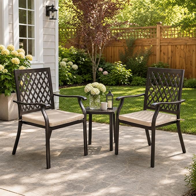 Outdoor Stackable Patio Metal Dining Chairs 4-Piece Set - Image 2
