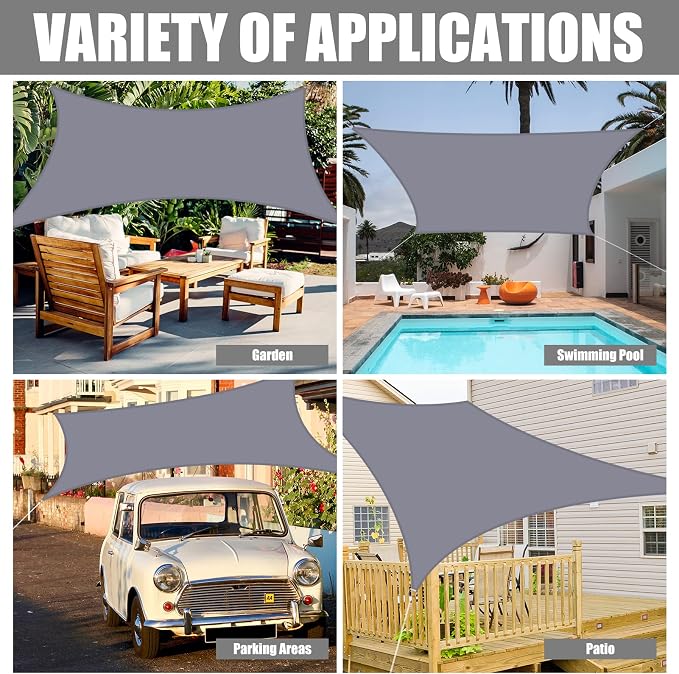 Neween Waterproof Sun Shade Sail Rectangle UV Block Canopy - Image 6