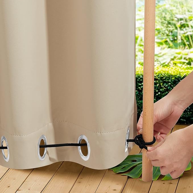 NICETOWN 2 Panels Outdoor Curtains Waterproof W52xL108 Biscotti Beige | by NICETOWN