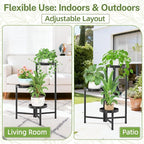 iDavosic.ly Plant Stand Indoor Outdoor, 3 Tier Metal Corner Shelf, Folding - Image 6