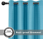 Linen Outdoor Curtains for Patio Waterproof 4 Pcs 54x95 In Teal | Light - Image 4