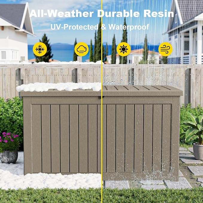 ROJIK Outdoor Storage Housing Deck Box, Waterproof Patio Furniture, Garden Tools - Image 4