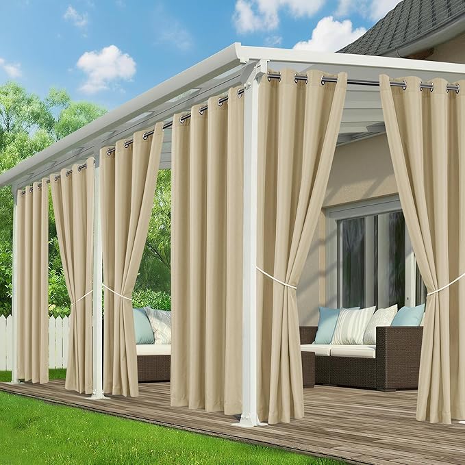 Outdoor Curtains for Patio Waterproof, 6 Drape Panels | Privacy & Weatherproof by RichSets