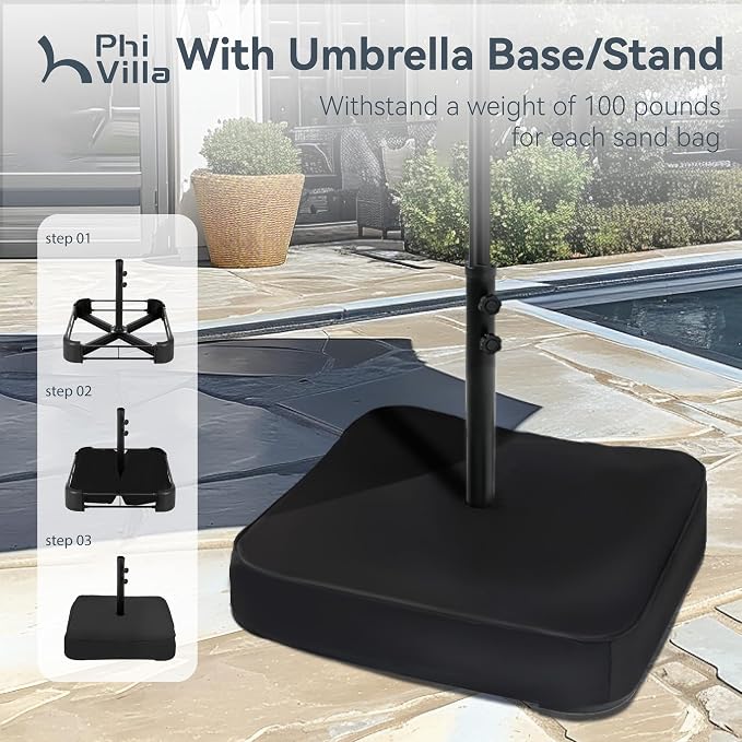 PHI VILLA 15ft Large Outdoor Patio Umbrella - Image 6