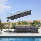 PURPLE LEAF Patio Umbrella Outdoor 10' x 10' Square Easy Setup Light Grey | - Image 2