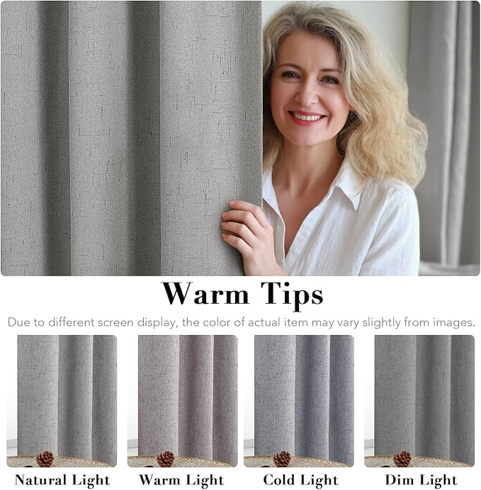 H.VERSAILTEX Linen Blackout Curtains 72 Inches Long 100% Blackout Thermal - Image 5