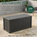Outdoor Storage Box, 200 Gallon Waterproof Deck Box, Premium Hydraulic Cushion - Image 2