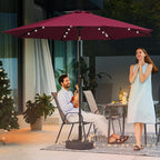 JEAREY 9' Patio Umbrella with Solar Lights, LED Umbrella, Burgandy | Outdoor - Image 8