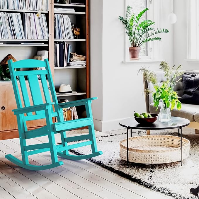 LUE BONA Rocking Chair Outdoor, Weather Resistant HDPS Plastic Rocker Chairs - Image 6