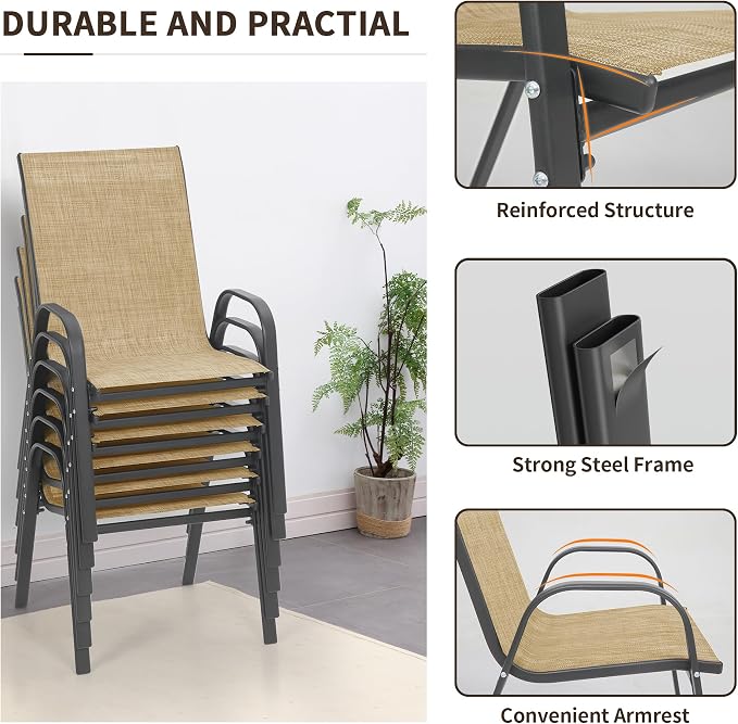 Patio Chairs Set of 4, Outdoor Dining Chairs - Image 5