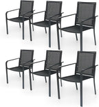 Anmutig Stackable Outdoor Dining Chairs Set of 6, Textilene Fabric, Breathable by Anmutig