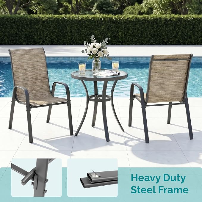 MAMIZO Patio Dining Chairs, Stackable Textilene Chair Set of 8, - Image 4