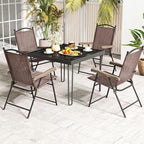 GIANTEX Set of 4 Patio Folding Chairs, Outdoor Patio Dining Chairs w/Armrest - Image 2