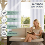 White Outdoor Curtains for Patio Waterproof, 8 Drape Panels | Privacy & - Image 3