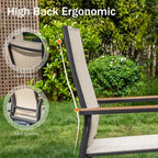 PHI VILLA Outdoor Stackable Dining Chairs Set of 4 w/Aluminum Frame, - Image 6